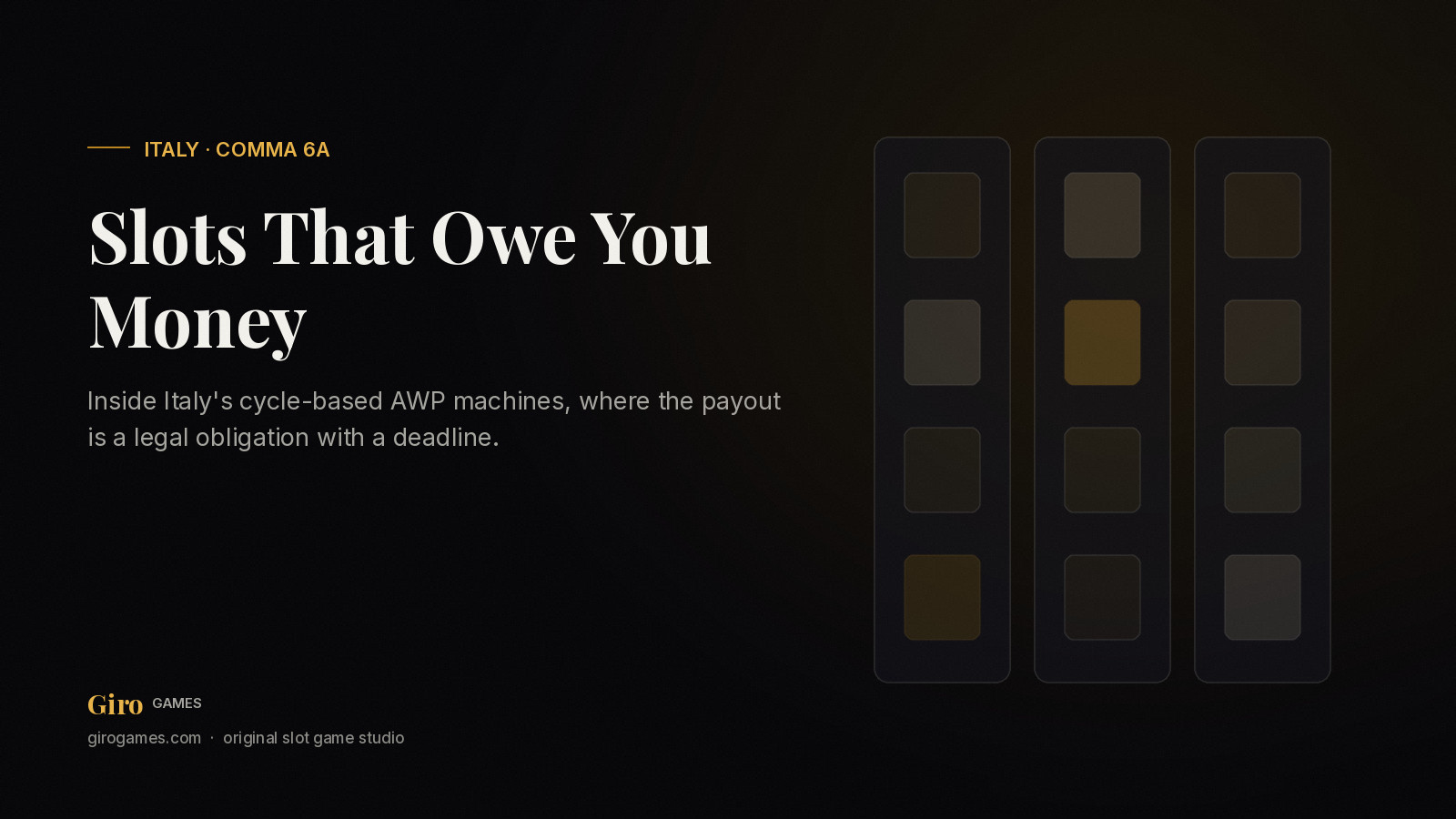 Giro Games cover: Italian comma 6a AWP cycle-based slot machines explained