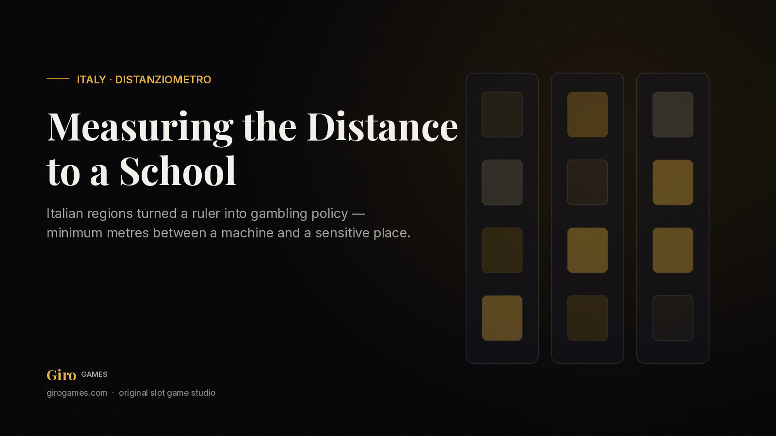 Giro Games cover: Italy's distanziometro distance rule for slot machine venues